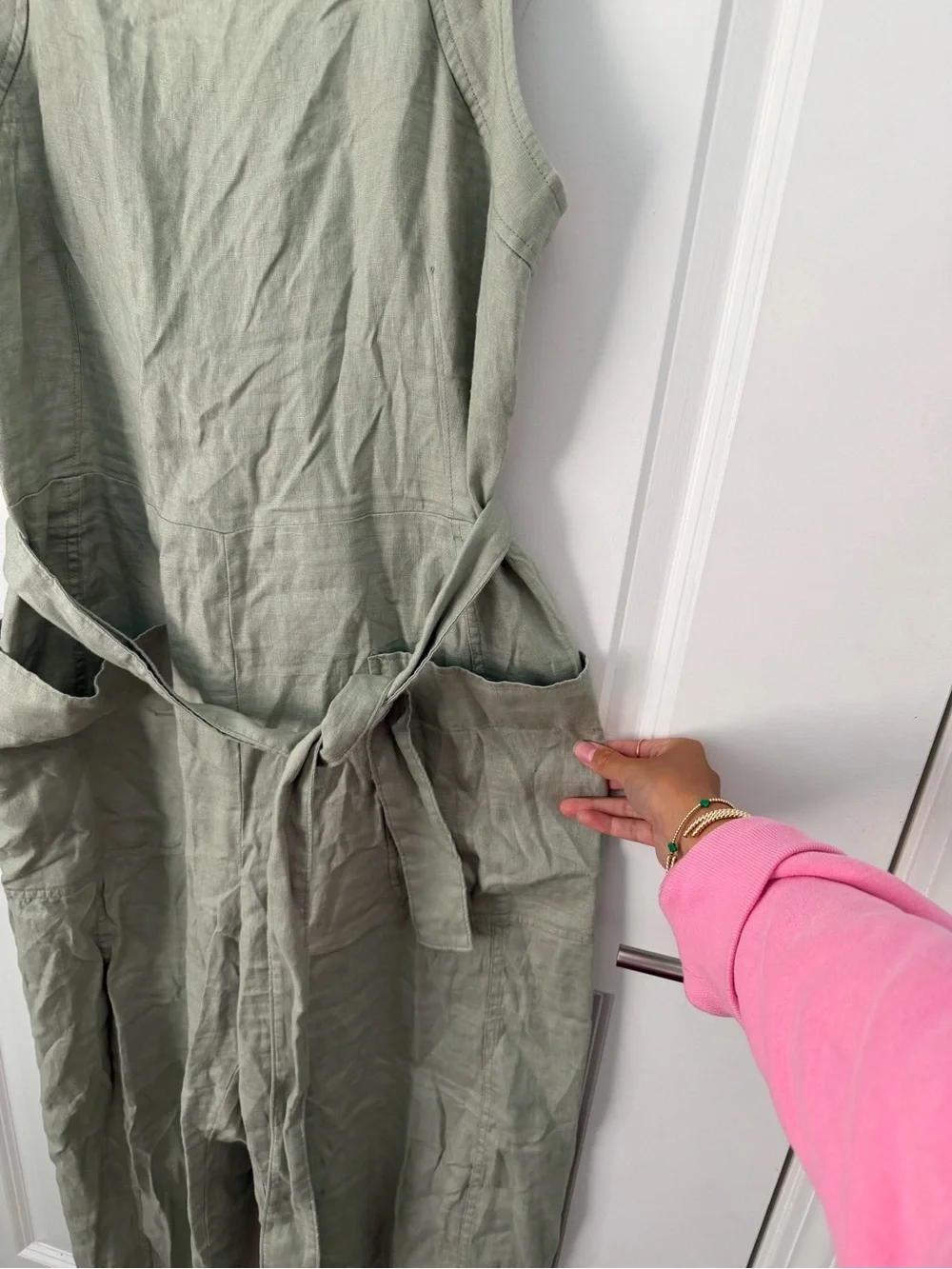 Everlane THE UTILITY COVERALL IN LINEN in Seagrass Size 8 Summer Vacation